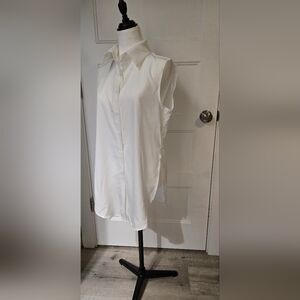 Sleeveless White Button-Up Women's Top